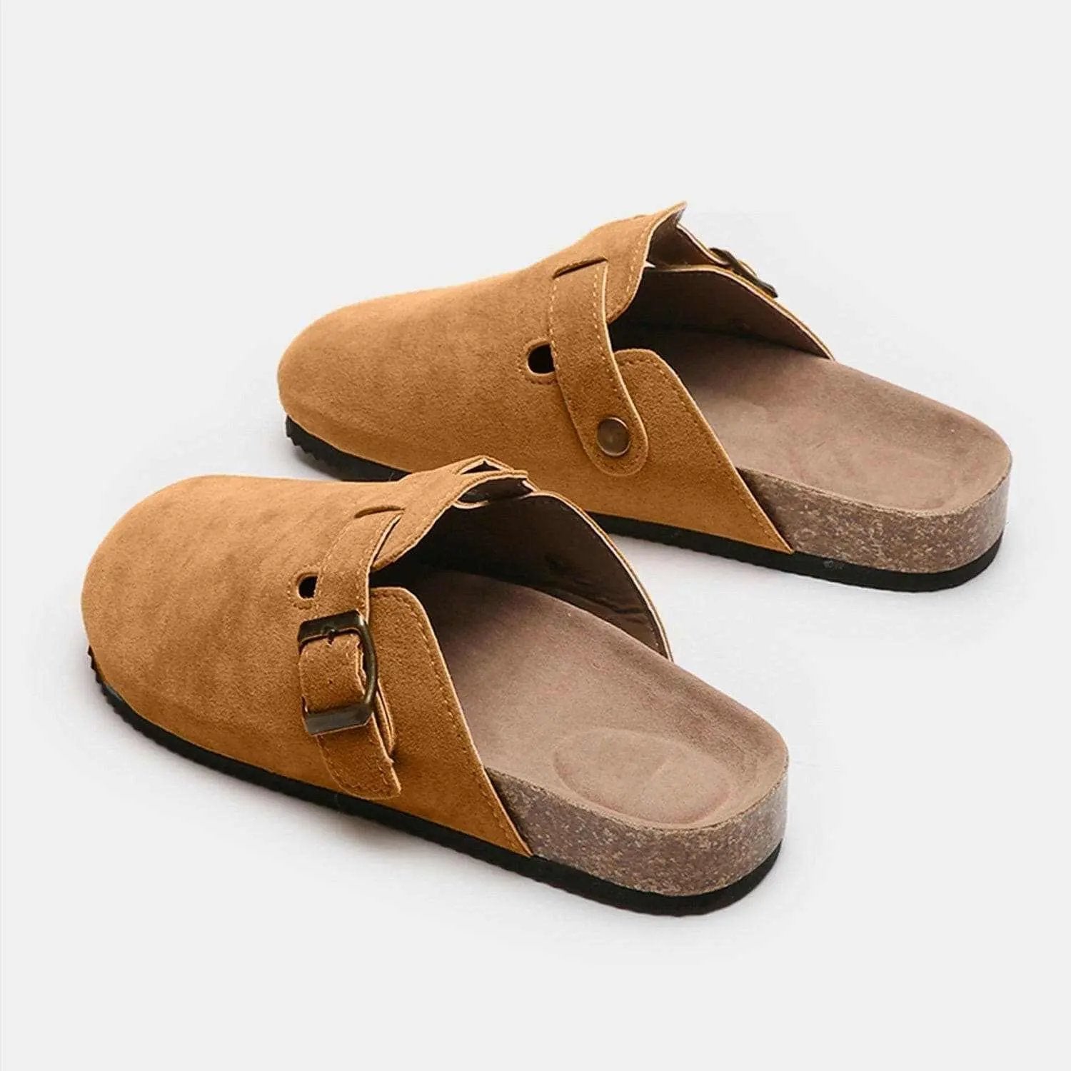 Chic suede closed-toe buckle sandals - Love Salve